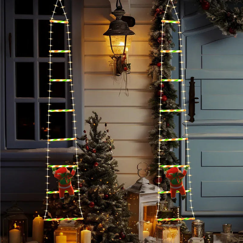 Festive Climbing Santa LED Ladder Light - USB Powered Outdoor Christmas Hanging Decoration with Remote(1.7m) - Mekamart Australia