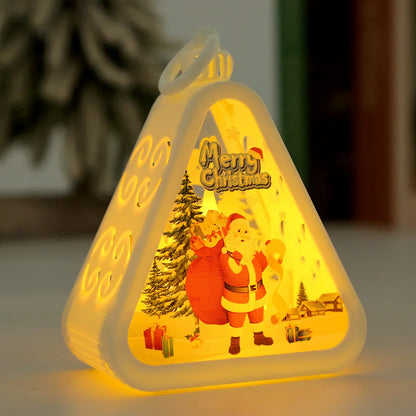 White Santa Claus Charming Christmas Scene Mini Lanterns (Set of 3) - Battery Operated LED Lights for a Cozy Holiday Glow - Mekamart Australia