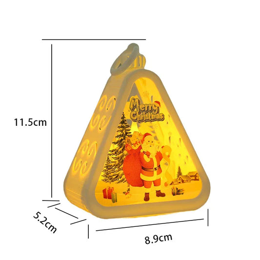 White Santa Claus Charming Christmas Scene Mini Lanterns (Set of 3) - Battery Operated LED Lights for a Cozy Holiday Glow - Mekamart Australia