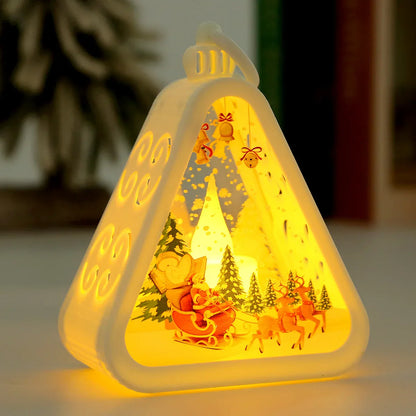 White Elk Charming Christmas Scene Mini Lanterns (Set of 3) - Battery Operated LED Lights for a Cozy Holiday Glow - Mekamart Australia