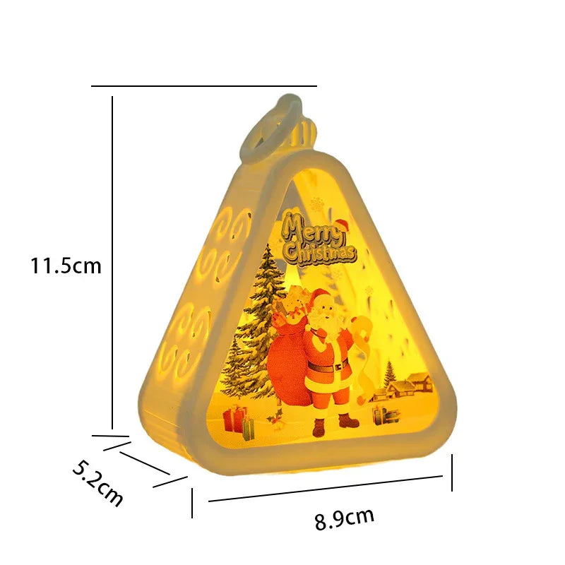 Bronze color Santa Claus Charming Christmas Scene Mini Lanterns (Set of 3) - Battery Operated LED Lights for a Cozy Holiday Glow - Mekamart Australia