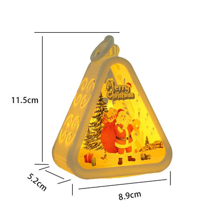 Bronze color Santa Claus Charming Christmas Scene Mini Lanterns (Set of 3) - Battery Operated LED Lights for a Cozy Holiday Glow - Mekamart Australia