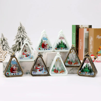 Bronze color Santa Claus Charming Christmas Scene Mini Lanterns (Set of 3) - Battery Operated LED Lights for a Cozy Holiday Glow - Mekamart Australia