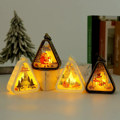 Bronze color Elk Charming Christmas Scene Mini Lanterns (Set of 3) - Battery Operated LED Lights for a Cozy Holiday Glow - Mekamart Australia