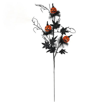 Halloween Black Twig & Pumpkin Stems (2-Pack) - Artificial Floral Picks for Spooky Arrangements - Mekamart Australia