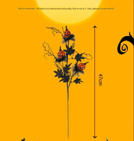 Halloween Black Twig & Pumpkin Stems (2-Pack) - Artificial Floral Picks for Spooky Arrangements - Mekamart Australia