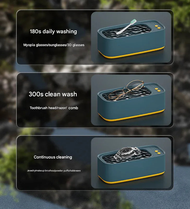 Silver Portable Ultrasonic Cleaner - 45kHz Professional High-Frequency Cleaning Machine for Jewellery, Glasses, Watches, and Makeup Brushes - Mekamart Australia