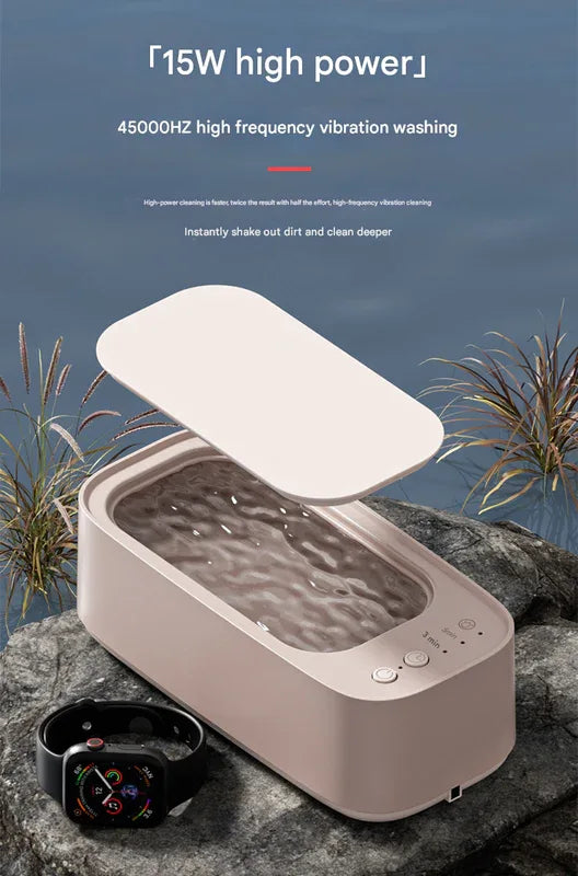 Green Portable Ultrasonic Cleaner - 45kHz Professional High-Frequency Cleaning Machine for Jewellery, Glasses, Watches, and Makeup Brushes - Mekamart Australia