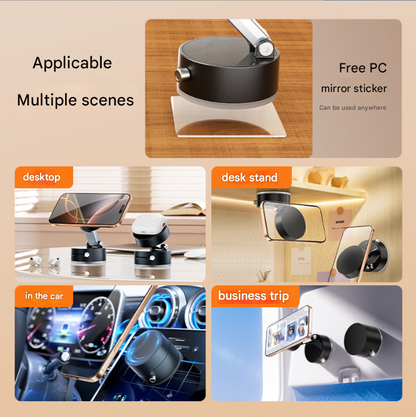 Black Multi-Functional Vacuum Suction Cup Stand - Foldable, Extendable Kitchen Lazy Person's Dual-Sided Magnetic Phone Holder