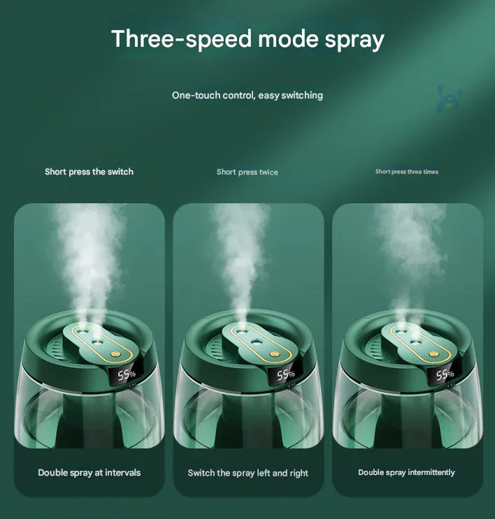 Green 3.5L Smart Cool Mist Humidifier with Dual Nozzle & Digital Display - Ultra-Quiet Air Purifier for Bedroom and Office - Mekamart Australia