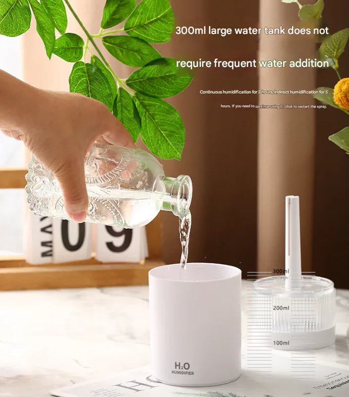 2-Piece White Mini Desktop Humidifier - Portable Mist Maker for Home and Car Use - Mekamart Australia