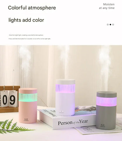 2-Piece Grey Mini Desktop Humidifier - Portable Mist Maker for Home and Car Use - Mekamart Australia