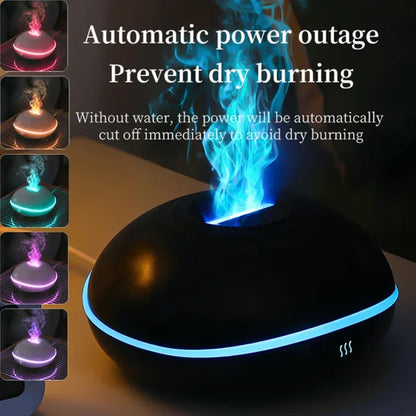 Black Mini USB Aromatherapy Diffuser with Flame Projection - Portable Humidifier for Home and Car Use - Mekamart Australia