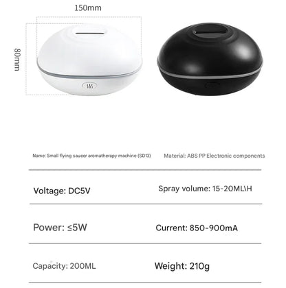 Black Mini USB Aromatherapy Diffuser with Flame Projection - Portable Humidifier for Home and Car Use - Mekamart Australia