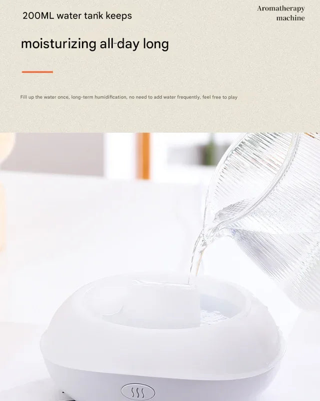 White Mini USB Aromatherapy Diffuser with Flame Projection - Portable Humidifier for Home and Car Use - Mekamart Australia