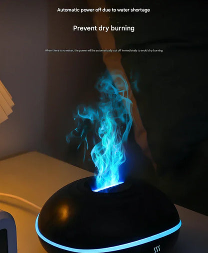White Mini USB Aromatherapy Diffuser with Flame Projection - Portable Humidifier for Home and Car Use - Mekamart Australia