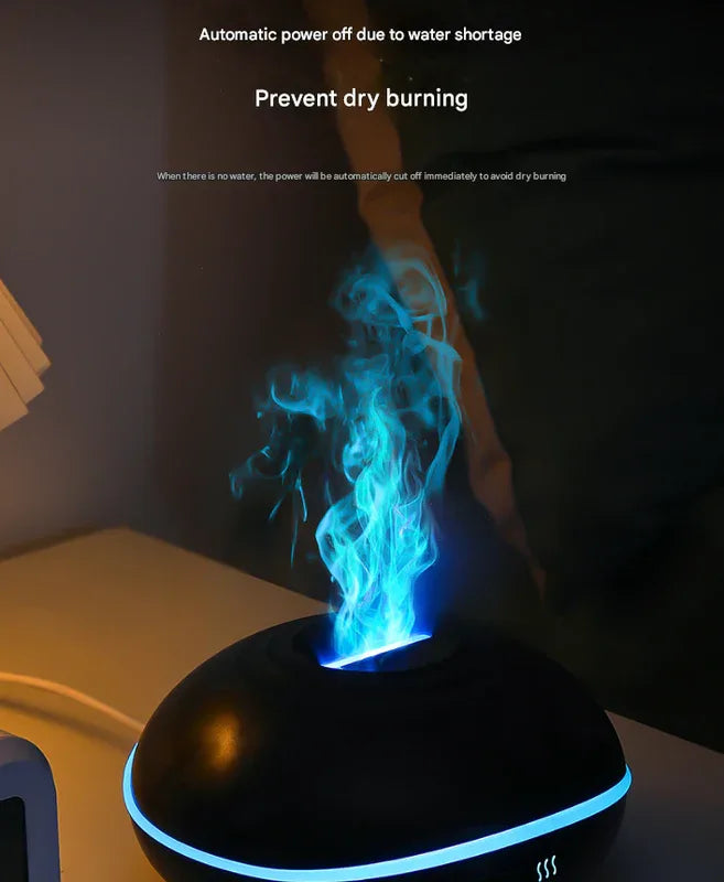 Wood grain Mini USB Aromatherapy Diffuser with Flame Projection - Portable Humidifier for Home and Car Use - Mekamart Australia