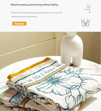 Flower Fairy 40S Pure Cotton Gauze Bath Towel - Extra Large, Thick, Soft, and Highly Absorbent for Adults - Mekamart Australia