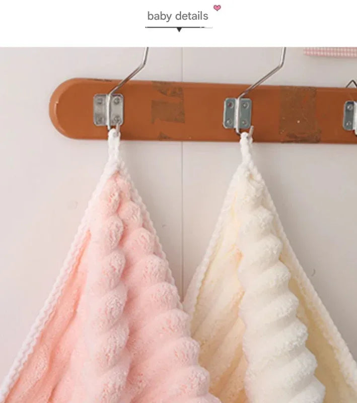 Pink Plush Ribbed Coral Fleece 3-Piece Towel Set - Ultra Soft & Absorbent Bath, Hand Towel and Hair Wrap - Mekamart Australia
