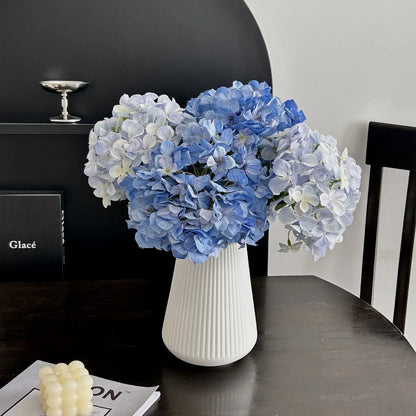 5-Piece Dark Blue Premium Lifelike Hydrangea Artificial Flowers- 60cm Long Stem Faux Floral Bouquet for Home, Wedding & Vase Decor - Mekamart Australia