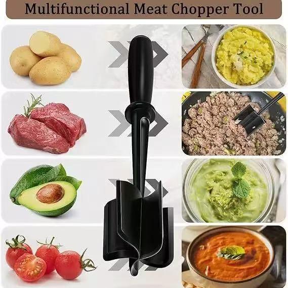 3-pieces Green Premium Heat Resistant Meat Chopper - Ground Meat Masher Utensil for Hamburger & Non-Stick Pans - Mekamart Australia
