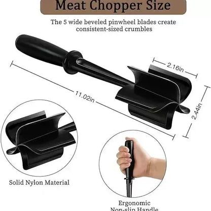 3-pieces Green Premium Heat Resistant Meat Chopper - Ground Meat Masher Utensil for Hamburger & Non-Stick Pans - Mekamart Australia