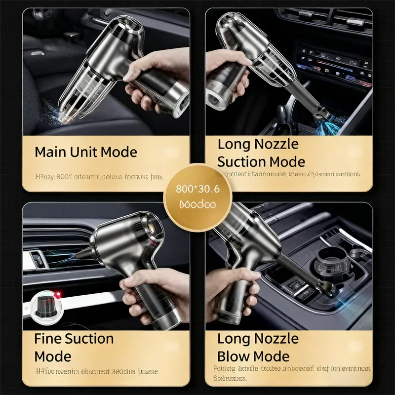 Grayish-white Multi-Functional Cordless Handheld Vacuum Cleaner - Powerful Blower & Inflator for Car and Home - Mekamart Australia