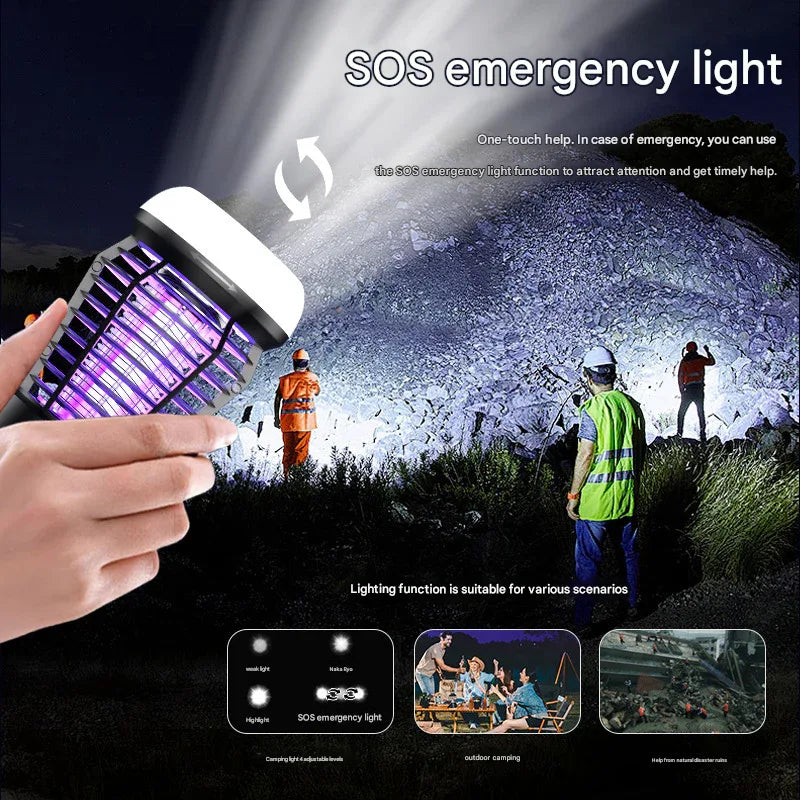 White Rechargeable 3-in-1 Bug Zapper Lantern - Portable UV Mosquito Killer with Camping Light & SOS Mode - Mekamart Australia