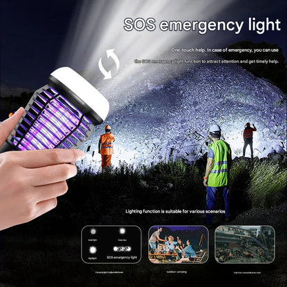 Black Rechargeable 3-in-1 Bug Zapper Lantern - Portable UV Mosquito Killer with Camping Light & SOS Mode - Mekamart Australia
