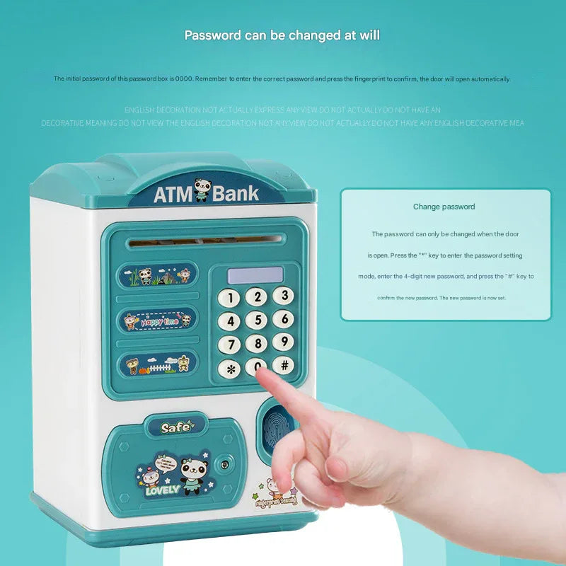 Pink rabbit Kids Smart ATM Piggy Bank - Automatic Bill Scroll, Password & Fingerprint Unlock with Fun Features - Mekamart Australia