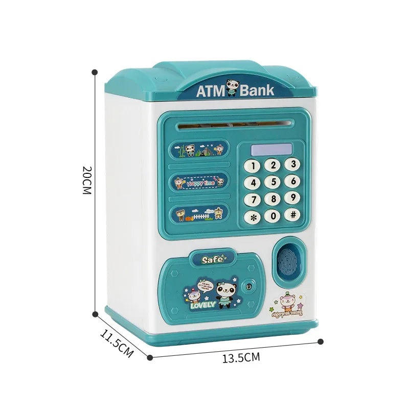 Blue Mouse Treasure Kids Smart ATM Piggy Bank - Automatic Bill Scroll, Password & Fingerprint Unlock with Fun Features - Mekamart Australia