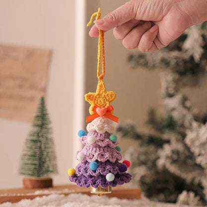 2 Pcs Handmade Crochet Christmas Tree Ornament - Plush Knitted Decoration with Bell - Ideal for Home, Car & Holiday Decor(Style B) - Mekamart Australia