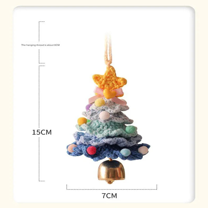 2 Pcs Handmade Crochet Christmas Tree Ornament - Plush Knitted Decoration with Bell - Ideal for Home, Car & Holiday Decor(Style G) - Mekamart Australia