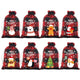 Red checkered Christmas Gift Drawstring Bags Set - Festive Burlap Style Pouches for Candy & Apples - Holiday Decoration - 10 Pcs - Mekamart Australia