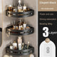 Three layers of elegant black Premium No-Drill Corner Shower Caddy - Thickened ABS Bathroom Storage Shelf with Hooks, Quick Wall Mount Organiser - Mekamart Australia