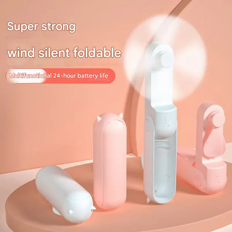 Green 2-in-1 Foldable Mini Fan & Power Bank - Ultra-Compact USB Rechargeable Personal Fan - Mekamart Australia