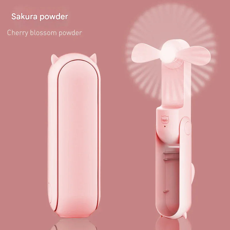 Pink 2-in-1 Foldable Mini Fan & Power Bank - Ultra-Compact USB Rechargeable Personal Fan - Mekamart Australia