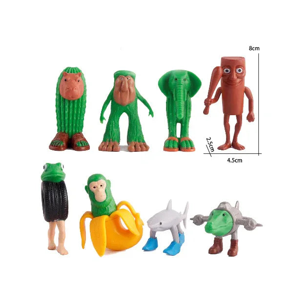 Eight-piece set Whimsical Creature & Monster Figurine Collection - Set of Bizarre PVC Mini Toys for Desk Decor - Mekamart Australia