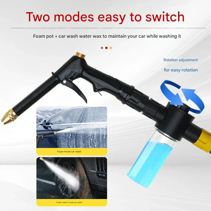 Yellow High-Pressure Car Wash Foam Gun & Hose Set - Adjustable Nozzle for Cleaning, Gardening & Pet Washing(10m) - Mekamart Australia