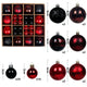 Black and red 44-Piece Assorted Christmas Baubles Set with Elegant Designs in Wooden Gift Box - 3-6cm Decorative Ornaments for Tree, Home & Holiday Display - Mekamart Australia