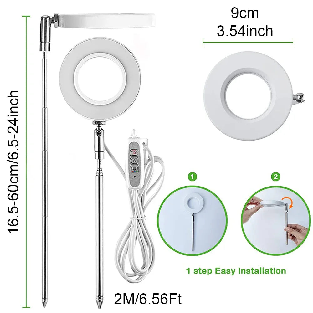White Full Spectrum LED Grow Light with Telescopic Stake for Indoor Plants - Mekamart Australia