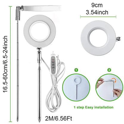 White Full Spectrum LED Grow Light with Telescopic Stake for Indoor Plants - Mekamart Australia