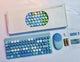Wireless Keyboard & Mouse Combo - Retro Round Keycaps, 2.4GHz Ergonomic Design(blue)