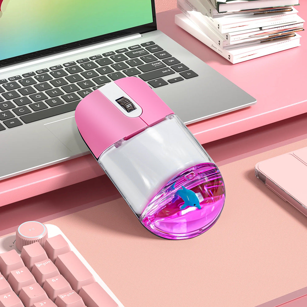 Whimsical 2.4G Wireless Mouse with Floating Animal Design - Comfortable, Quiet & Portable(pink)