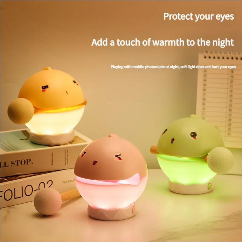 Portable rechargeable tapping control night light- 3-Level Dimmable Bedside Lamp(apricot) - Mekamart Australia