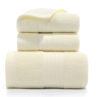Premium Long-Staple Cotton Towel Set - 2 Hand Towels & 1 Bath Towel Gift Bundle(yellow) - Mekamart Australia