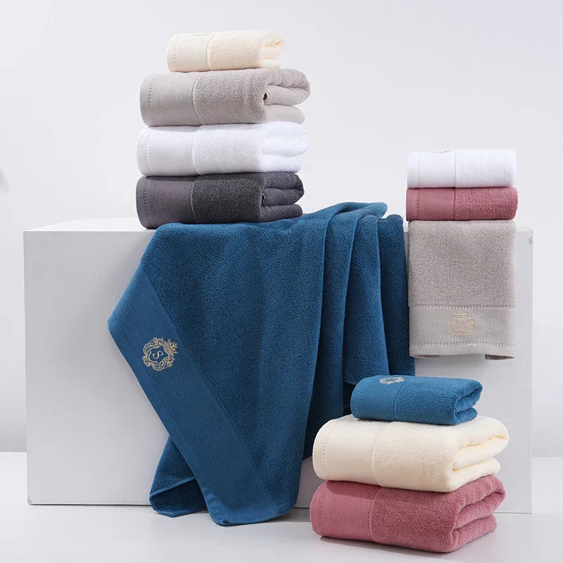 Premium Absorbent Cotton Towel Set - Soft Bath & Hand Towels with Double-Sided Plush(light gray) - Mekamart Australia