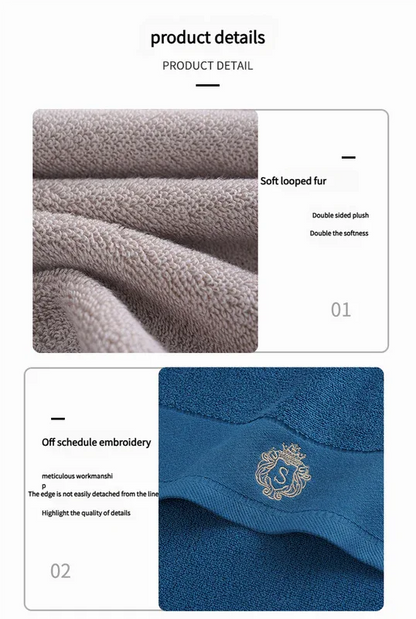 Premium Absorbent Cotton Towel Set - Soft Bath & Hand Towels with Double-Sided Plush(blue) - Mekamart Australia