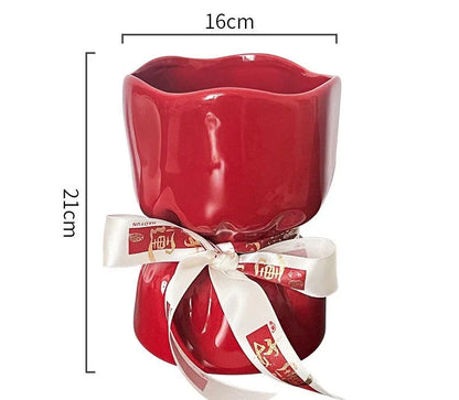 Artisan Handcrafted Ceramic Vase - Minimalist Home Decor with Stable Base(red) - Mekamart Australia