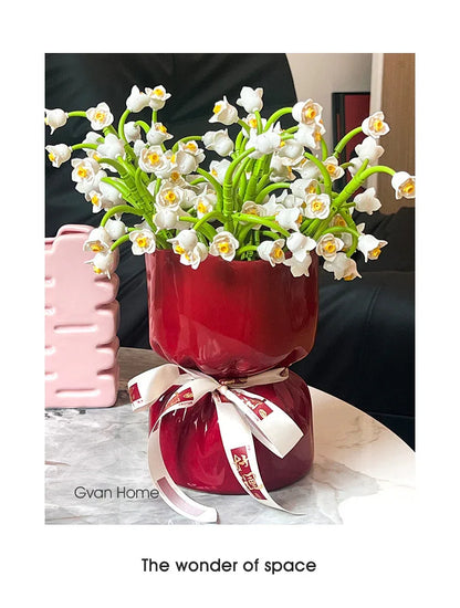 Artisan Handcrafted Ceramic Vase - Minimalist Home Decor with Stable Base(red) - Mekamart Australia